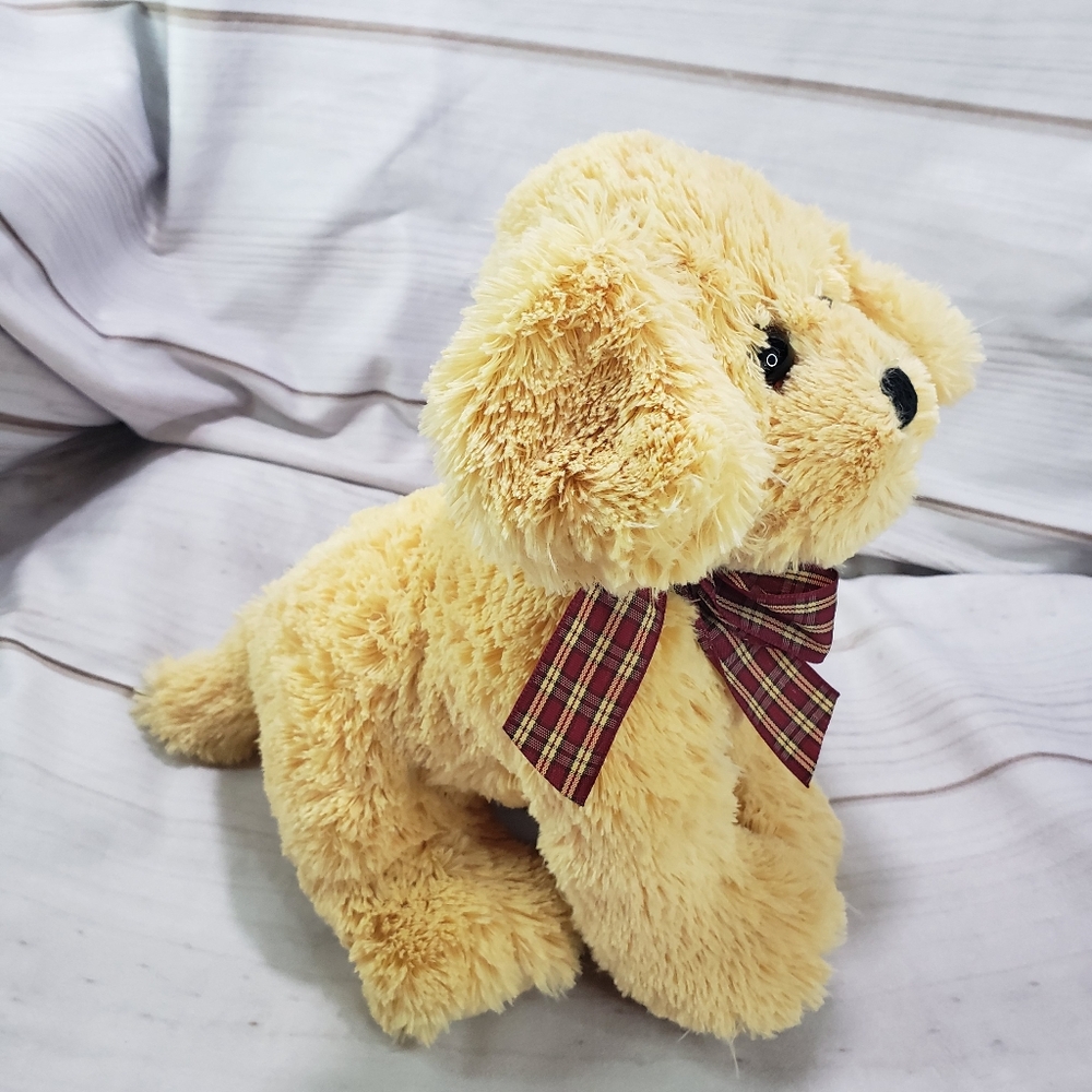 🌞SOLD🌞TY Classic Goldwyn Golden Retriever Plush Stuffed Toy 10" 2017 Plaid Bow - Picture 3 of 11